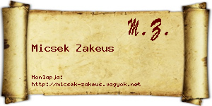 Micsek Zakeus névjegykártya